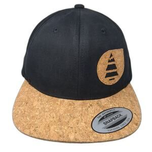 Picture Snapback Hat Black One Size Adjustable Flat Brim Cork Yupoong